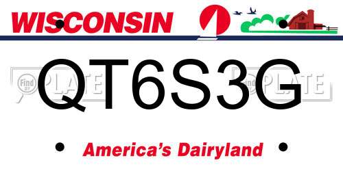 QT6S3G Wisconsin License Plate
