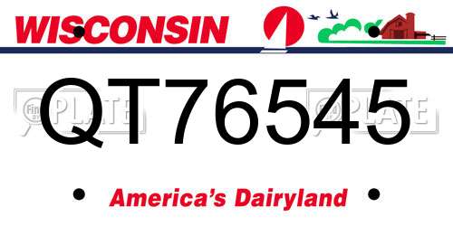 QT76545 Wisconsin License Plate