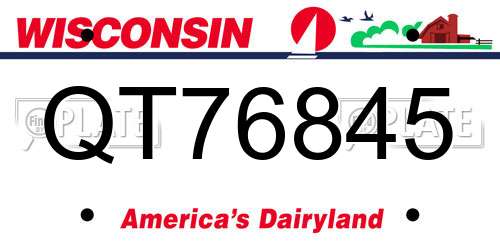 QT76845 Wisconsin License Plate