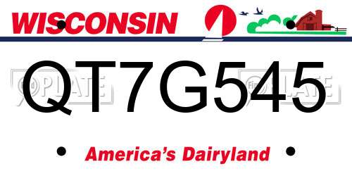 QT7G545 Wisconsin License Plate