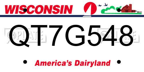 QT7G548 Wisconsin License Plate