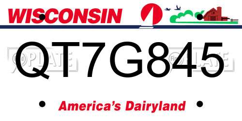 QT7G845 Wisconsin License Plate