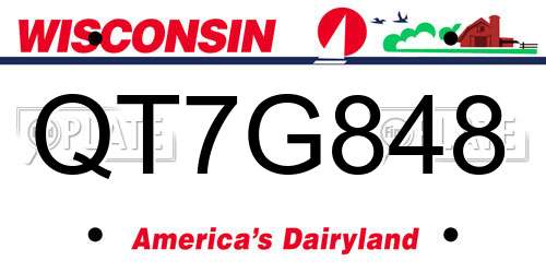 QT7G848 Wisconsin License Plate