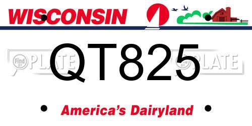 QT825 Wisconsin License Plate