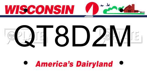 QT8D2M Wisconsin License Plate