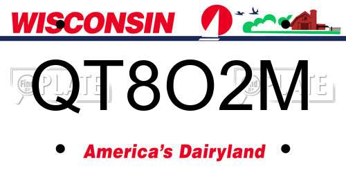 QT8O2M Wisconsin License Plate