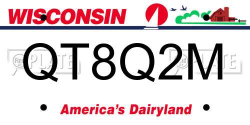 QT8Q2M Wisconsin License Plate