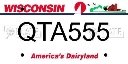 QTA555 Wisconsin License Plate