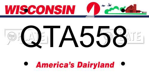 QTA558 Wisconsin License Plate