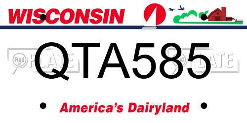 QTA585 Wisconsin License Plate