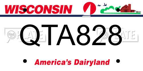 QTA828 Wisconsin License Plate