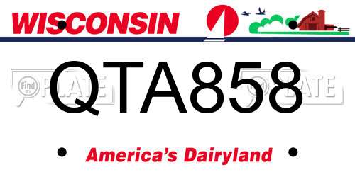QTA858 Wisconsin License Plate