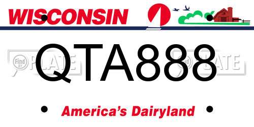 QTA888 Wisconsin License Plate