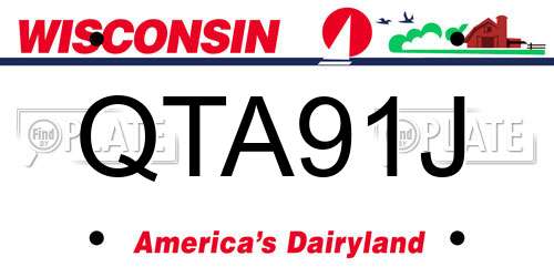 QTA91J Wisconsin License Plate