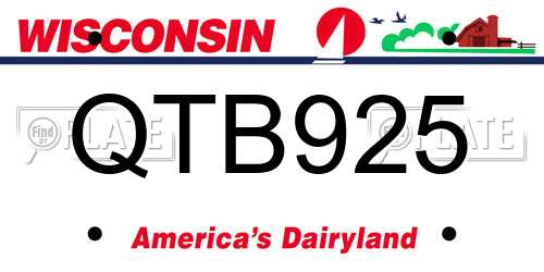 QTB925 Wisconsin License Plate