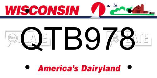 QTB978 Wisconsin License Plate