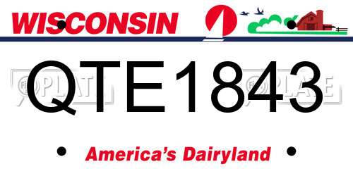 QTE1843 Wisconsin License Plate