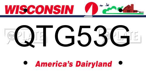 QTG53G Wisconsin License Plate