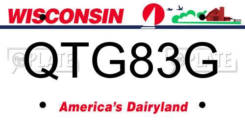QTG83G Wisconsin License Plate