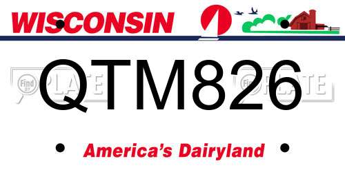 QTM826 Wisconsin License Plate