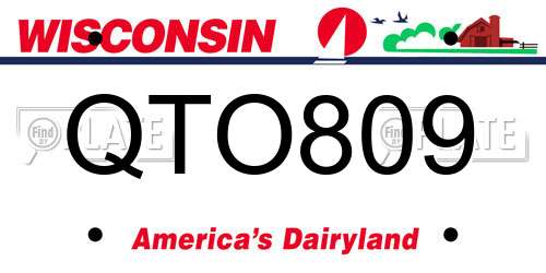 QTO809 Wisconsin License Plate