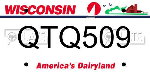 QTQ509 Wisconsin License Plate