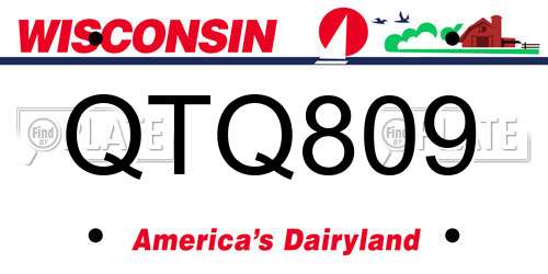 QTQ809 Wisconsin License Plate
