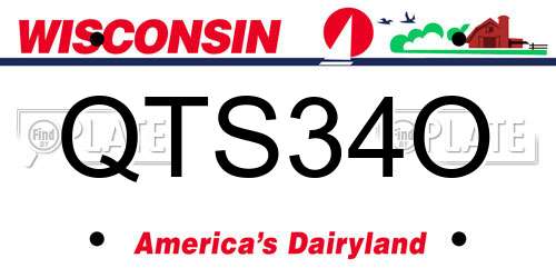 QTS34O Wisconsin License Plate