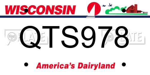 QTS978 Wisconsin License Plate