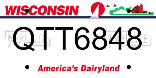 QTT6848 Wisconsin License Plate