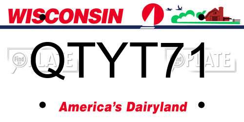 QTYT71 Wisconsin License Plate