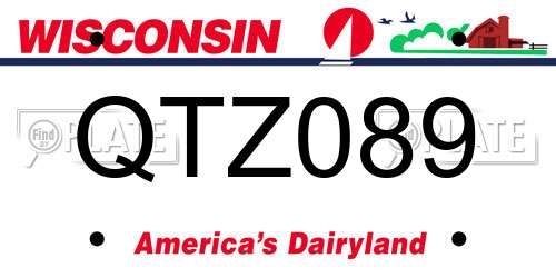 QTZ089 Wisconsin License Plate