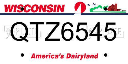 QTZ6545 Wisconsin License Plate