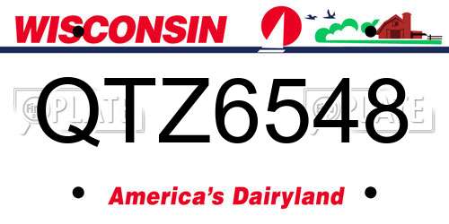 QTZ6548 Wisconsin License Plate