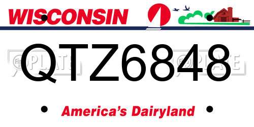 QTZ6848 Wisconsin License Plate