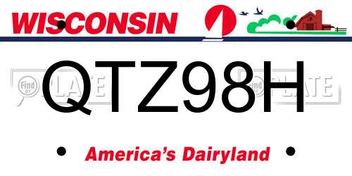 QTZ98H Wisconsin License Plate