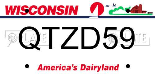 QTZD59 Wisconsin License Plate