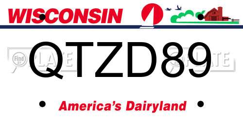 QTZD89 Wisconsin License Plate