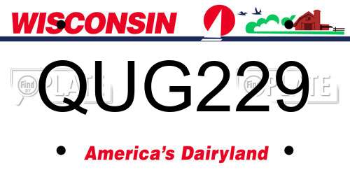 QUG229 Wisconsin License Plate