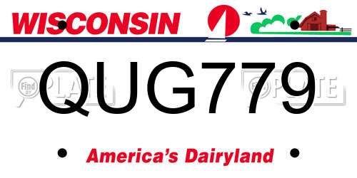 QUG779 Wisconsin License Plate