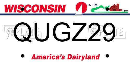 QUGZ29 Wisconsin License Plate