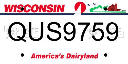 QUS9759 Wisconsin License Plate