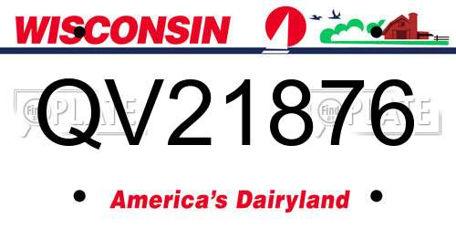 QV21876 Wisconsin License Plate