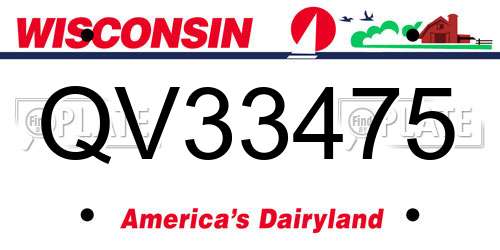 QV33475 Wisconsin License Plate