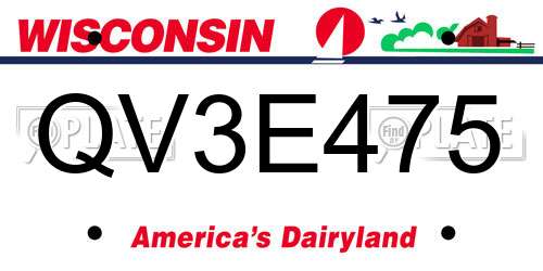 QV3E475 Wisconsin License Plate