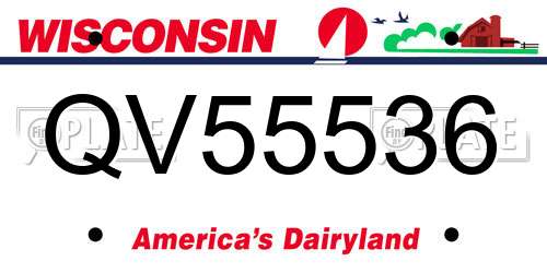 QV55536 Wisconsin License Plate