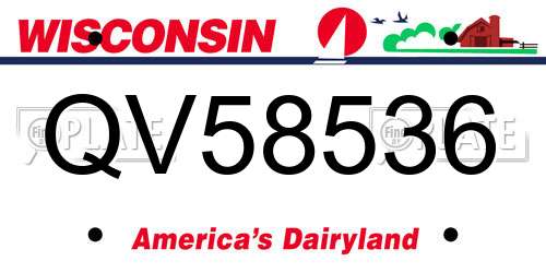 QV58536 Wisconsin License Plate