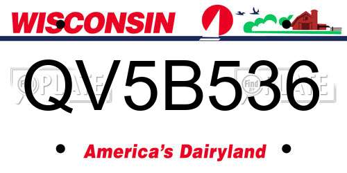 QV5B536 Wisconsin License Plate
