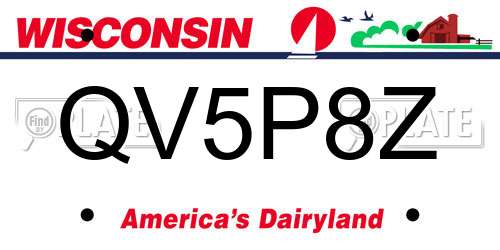 QV5P8Z Wisconsin License Plate