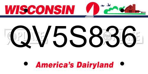 QV5S836 Wisconsin License Plate